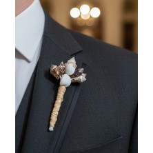Soil Handmade Deniz Kabuklu Doğal Damat Yaka Çiçeği, Yaka Iğnesi