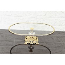 Atabey Home Cam Oval Büyük Kayık Sunumluk Döküm Gold Çerçeveli ve Kare Ayaklı