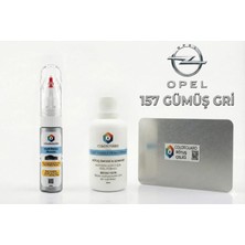 COLORGUARD Opel 157 Gümüş Gri Rötuş Seti - 2 si 1 Arada İğne ve Fırça Uçlu Şişe, Solüsyon ve Rötuş Çeliği
