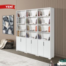 EVMO Home 8304 Evm Kitaplık , 6 Kapaklı , 18 Bölmeli , 15 Raflı , Beyaz