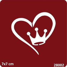 Airbrush Tattoo Taç ve Kalp Yapışkanlı Stencil Süsleme ve Boyama Kalıbı Şablon