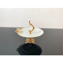 Atabey Home Kulplu Ayaklı Porselen Sunumluk 25 cm Papatya Beyaz