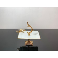 Atabey Home Kütahya Porselen Kulplu Kare Sunumluk 21 cm Papatya Beyaz