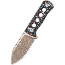 Qsp Canary | Kamuflaj Karbon Fiber Sap | Pirinç Bakır Damascus Çelik Boyun Bıçağı | QS141-H