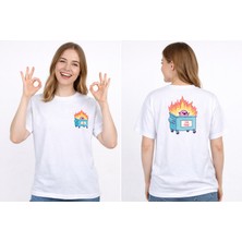 Levo I'm Fıne Baskılı Beyaz Siyah Tişört Oversize Yeni Nesil Tasarımlı