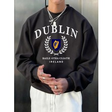 Dublin Irlanda Mektup Desen Sonbahar Erkekler Kazak Moda Bisiklet Yaka Kazak Hip Hop Giysiler