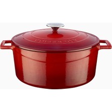 Hype Store Metal Döküm Yuvarlak Tencere, 28 Cm, Kırmızı