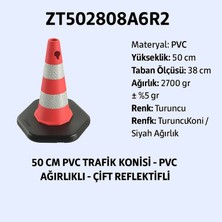 Zeplin ZT502808A6R2 – 50 cm Pvc Trafik Konisi | Ağırlıklı – Çift Reflektifli