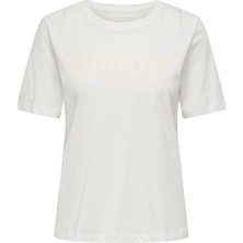 Only Kadın Bisiklet Yaka Grafik Baskılı Tişört - Happy