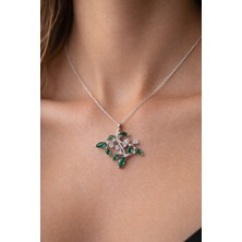 BG Jewellery Pırlanta Montür Hayat Ağacı Zümrüt 925 Ayar Gümüş Kolye