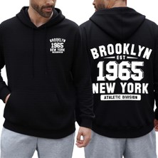 Brooklyn 1965 New York Baskılar Erkek Sonbahar Hoody Cep Rahat Kapüşonlular Çok Renkli Polar