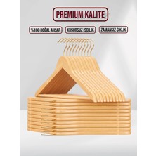 SDF Askı Naturel Ahşap Elbise Pantolon Askısı Gold Kanca 10 Adet