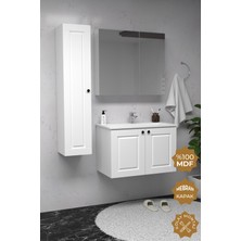 Teta Home Aldera 65 cm Mdf Gövde Membran Kapak Banyo Dolabı Seti + Boy Dolabı