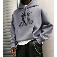 Özgürlük Heykeli Desenli S-2xl Erkekler Için Hip Hop Sonbahar Sweatshirtleri Cepli Polar Üstl