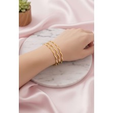 Çelik Zigzag  Üçlü Ajda  Bilezik 3 Adet Paslanmaz Kararmaz Ölçü 6cm Farklı Ölçü Mevcut