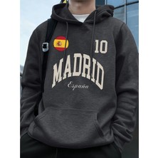 Madrid Ispanya Bayrağı Mektup Baskılar Kapüşonlular Erkekler Kış Polar Sıcak Kazaklar Koşu Ce