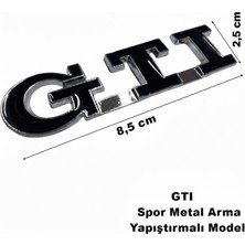  gtı metal arma yapıştırma spor siyah renk arma gtı yazı desenli metal arma bagaj çamurluk 1 adet