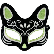 Magicool Siyah Renk Süet Kaplama Üzeri Gümüş Yeşil Simli Kedi Maskesi 17X14 cm