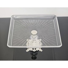 Atabey Home Döküm Ayaklı Kare Servis Tabağı Gümüş Ayak