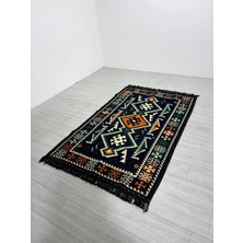 Bakırözü Home Pamuk Polyester Karışımlı Modern Otantik Kilim - Anadolu Lacivert Modeli Yıkanabilir Kilim
