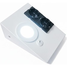 Lampist Tezgah Altı 2 Prizli, Düğmeli LED Aydınlatma Beyaz Kasa Beyaz