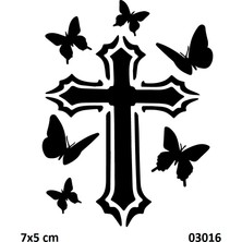 Airbrush Tattoo Kelebek ve Haç Yapışkanlı Stencil Süsleme ve Boyama Kalıbı
