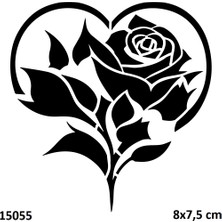 Airbrush Tattoo Gül ve Kalp Yapışkanlı Stencil Süsleme ve Boyama Kalıbı Stencil Kalıp
