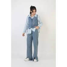 Yalçınoğlu Kız Çocuk Yelekli Denim Alt Üst Takım I Çocuk Bayram ve Özel Gün I Kot Takım 9-15 Yaş I 3'lü Takım