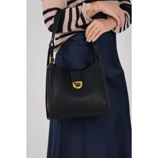 Silver & Polo Silver Polo Siyah - Siyah Mini Rolax Kadın Omuz Çantası SP1242