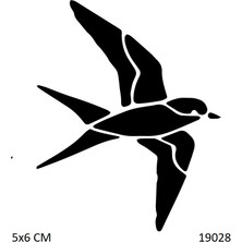 Airbrush Tattoo Kara Kuş Yapışkanlı Stencil Süsleme ve Boyama Kalıbı