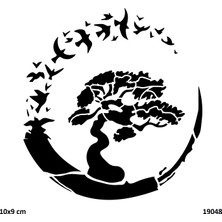 Airbrush Tattoo Hayat Döngüsü Ağacı Yapışkanlı Stencil Süsleme ve Boyama Kalıbı