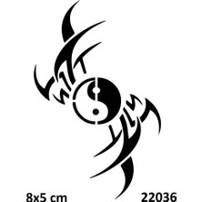Airbrush Tattoo Ying Yang Bıçakları Yapışkanlı Stencil Süsleme ve Boyama Kalıbı