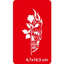 Airbrush Tattoo Ateşli Güllü Kuru Kafa Yapışkanlı Stencil Süsleme ve Boyama Kalıbı