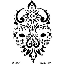 Airbrush Tattoo Desenli Kuru Kafa Yapışkanlı Stencil Süsleme ve Boyama Kalıbı Stencil Kalıp