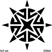 Airbrush Tattoo Güneş Pusulası Yapışkanlı Stencil Süsleme ve Boyama Kalıbı