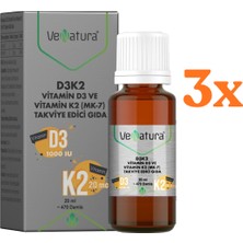  venatura d3k2 20 ml damla - 3 adet (toplam 60 ml) - dezenfektan hediyeli (%72 alkol)