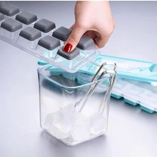 Hype Store Buz Silikon Tabanlı Kapaklı Pratik Kokusuz Buzluk, 12'li Buz Kalıbı, Silikon Tabanlı Buz Kalıbı, Pra