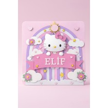 Runc Design Kişiye Özel Isimli Hastane Çıkışı Kapı Süsü -Hello Kitty Temalı Bebek Odası Dekorasyonu