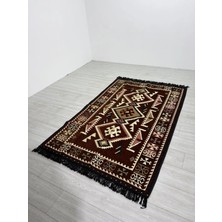 Bakırözü Home Pamuk Polyester Karışımlı Modern Otantik Kilim - Anadolu Kahve Modeli Yıkanabilir Kilim