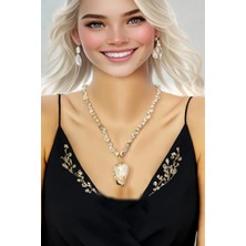 Pozitif Doğal Taş Gerçek Deniz Kabuklarından Kolye 237-2