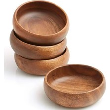 Braventa Collection Orret Home El Yapımı Akasya Ağacı 6’lı Ahşap Çerezlik ve Kahvaltılık Seti – 11 cm Yuvarlak Doğal Ahş