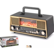 Hadron FP331S Bluetooth Nostaljik Hoparlör Fm Rgb Alev Efektli Solar Panelli - Siyah