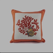 Zepce Design Dekoratif Çerçeveli Mercan Yastık