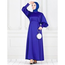 Saten Tesettür Abiye Kol Düğmeli