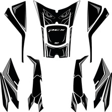 GP Kompozit Honda PCX 125 / 150 2025-2026 Uyumlu Full Tank Pad Seti Gri