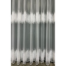 Cortibo Pilesiz Kırık Beyaz Desenli Tül Perde 100 x 190 cm Salon Ve Oturma Odası İçin
