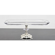 Atabey Home Gümüş Döküm Ayaklı Paşabahçe Kayık Servis Tabağı Cam Malzeme ile Modern Sunum