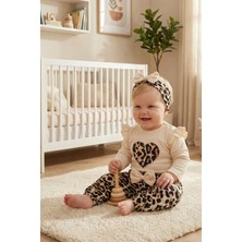 Babymod Leopar Desenli 3'lü Pamuklu Kız Bebek Takım Set