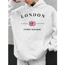 Londra Birleşik Krallık Bayrağı Baskılı Kapüşonlular Erkekler Moda Sonbahar Hoody Rahat Polar