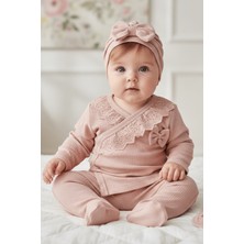 Zeynuko Kız Bebek Raporlu Fistolu %100 Pamuk 5'li Yenidoğan Hastane Çıkışı Zıbın Seti